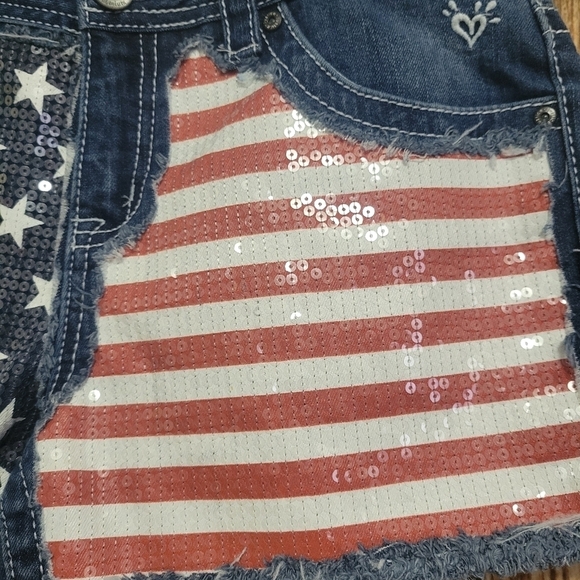 GUC- Justice Premium Jeans- American Flag Shorts - Picture 2 of 5